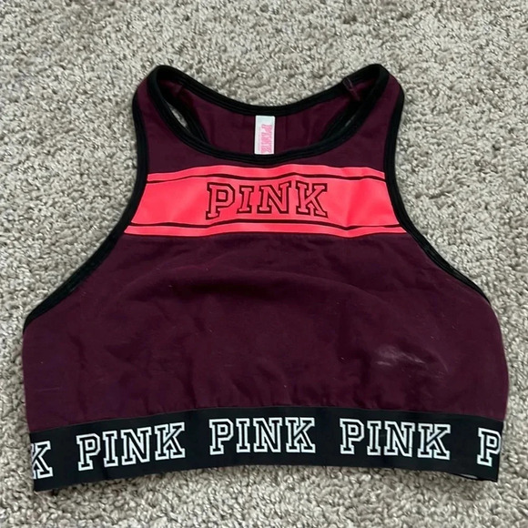 PINK Victoria's Secret Other - VS PINK High Neck Maroon Sports Bra